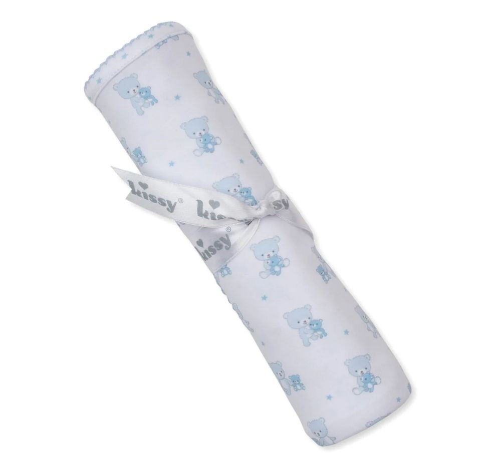 Teddy Bear Love-Reversible Blanket Light Blue