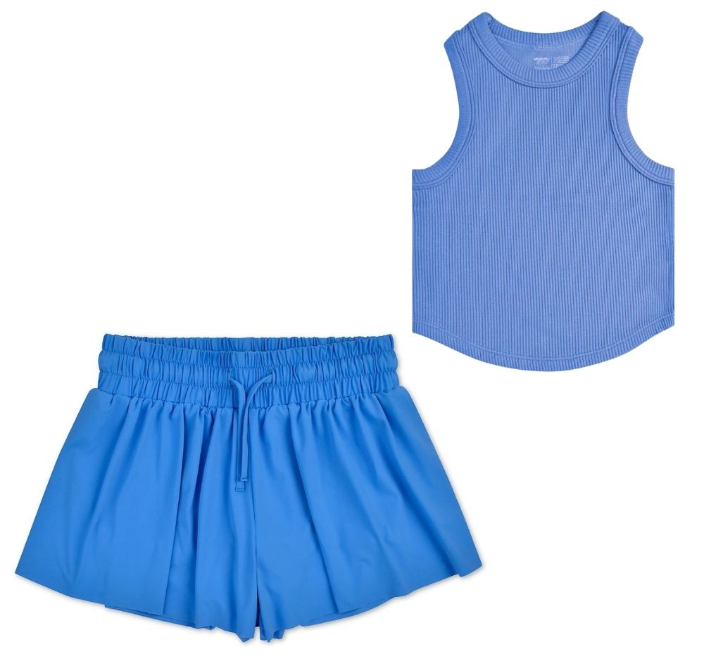 Bright Blue Ribbet Tank Top & Butterfly Shorts