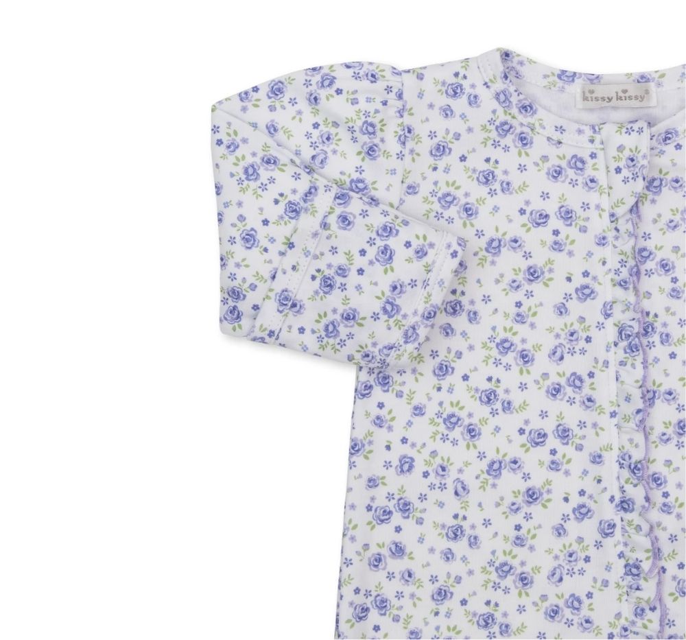 Footie W-Zip Cottage Roses Lilac