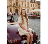 Feux Feather Sequin Dress W/Chest Keyhole Ivory