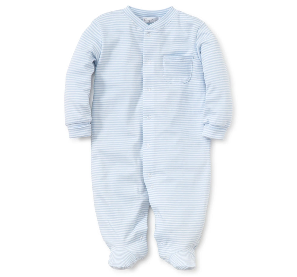 Stripes Footie Light Blue