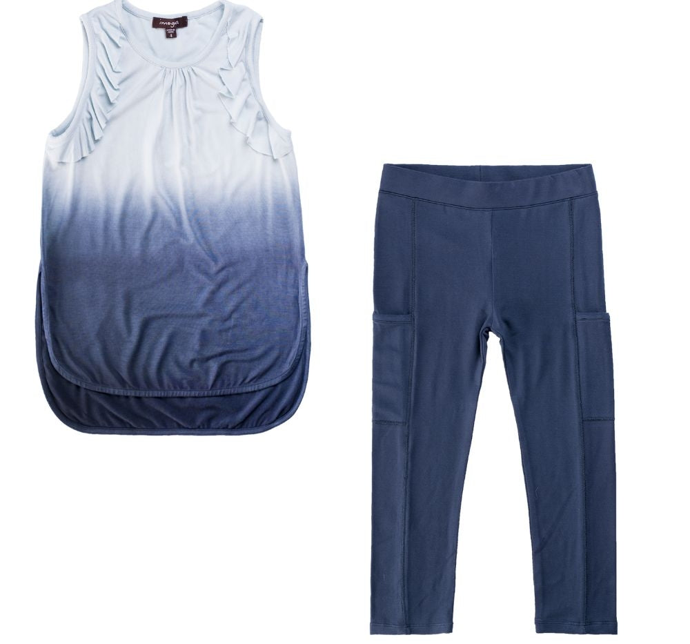 Blusa Degradada Azul & Leggings Azul Marino