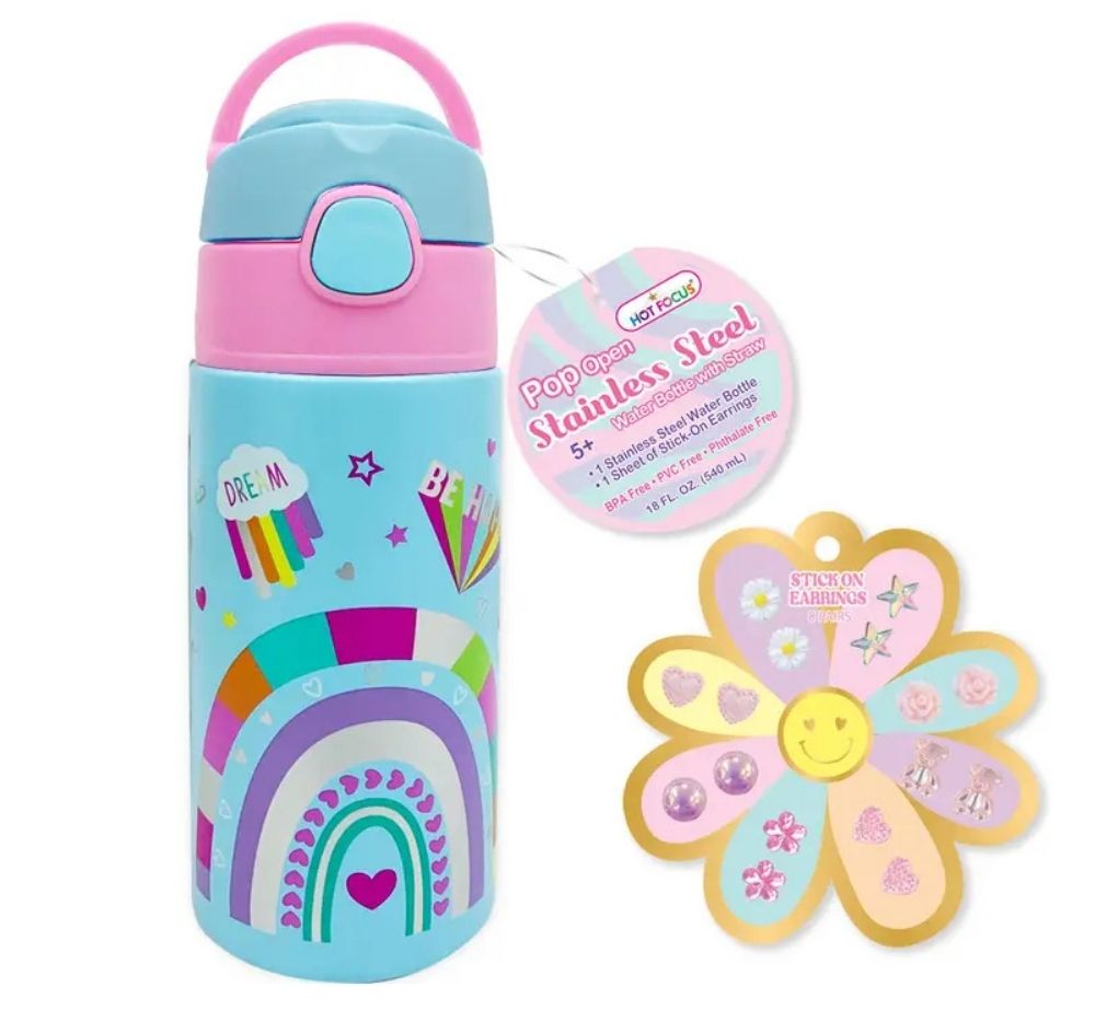 Pop Open Stainless Steel Water Bottle Rainbow