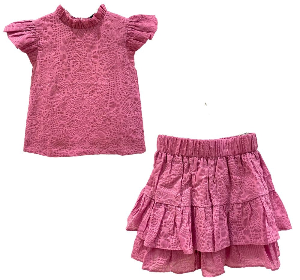 Blusa Y Falda Rosa Con Textura