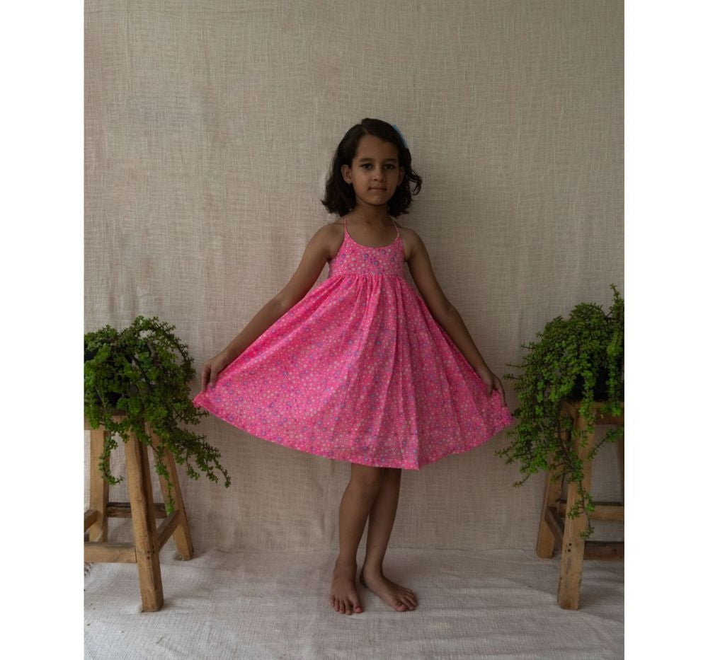 Vestido Neon Pink Ditsy Floral Print