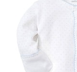White/LT. Blue Kissy Dots Print Footie