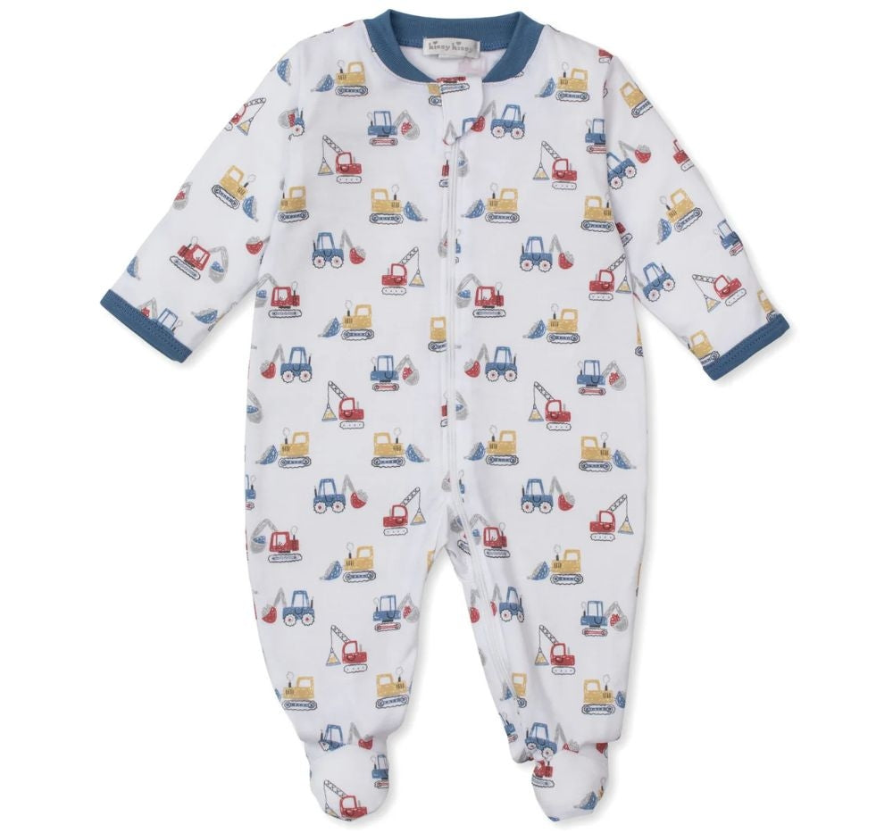 Footie W/Zip Prt Construction Diggers Multi