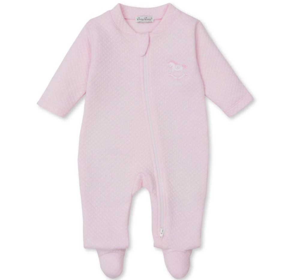 Jacquard Footie W/Zip Riding Rockers Pink