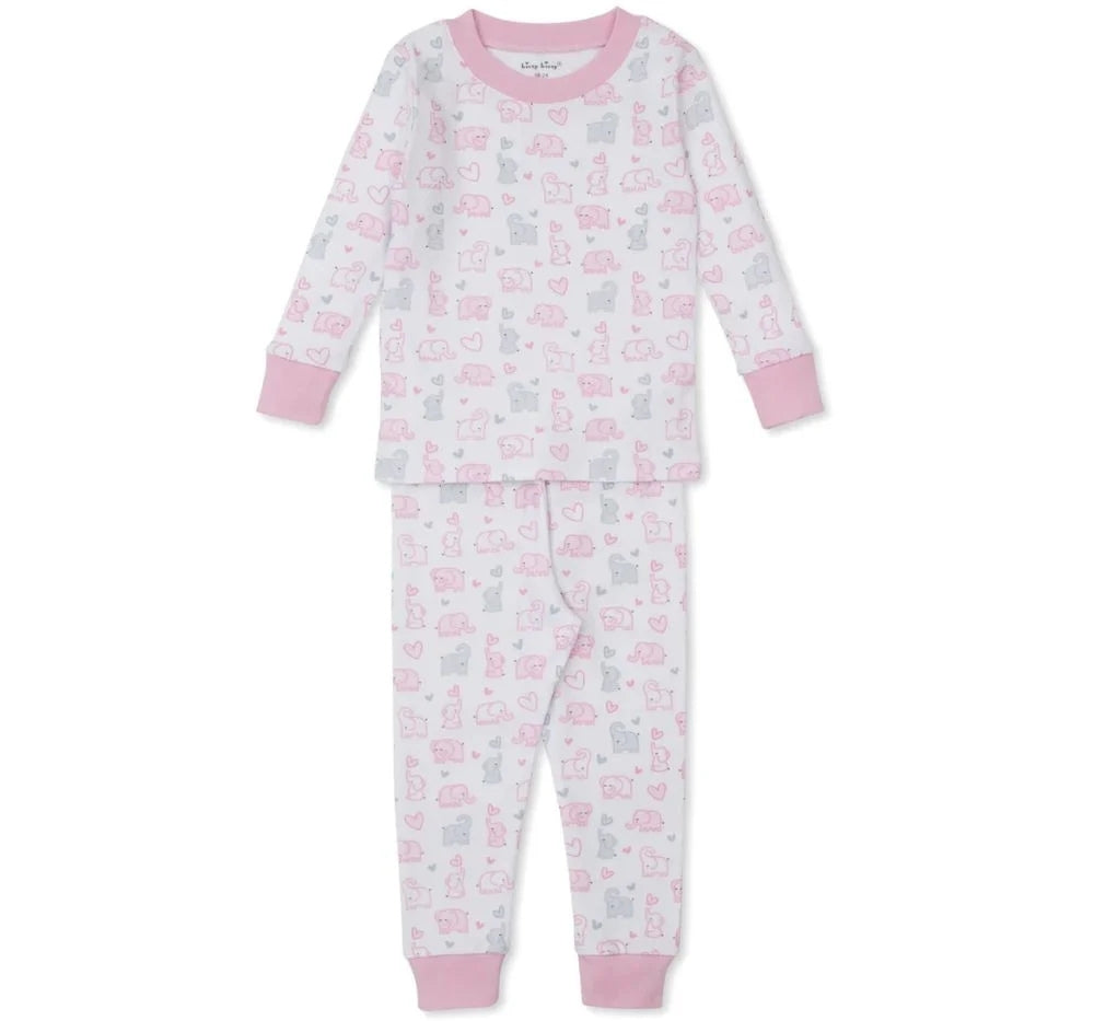 Pajama Set Snug Prt Baby Elephant Hearts Multi White