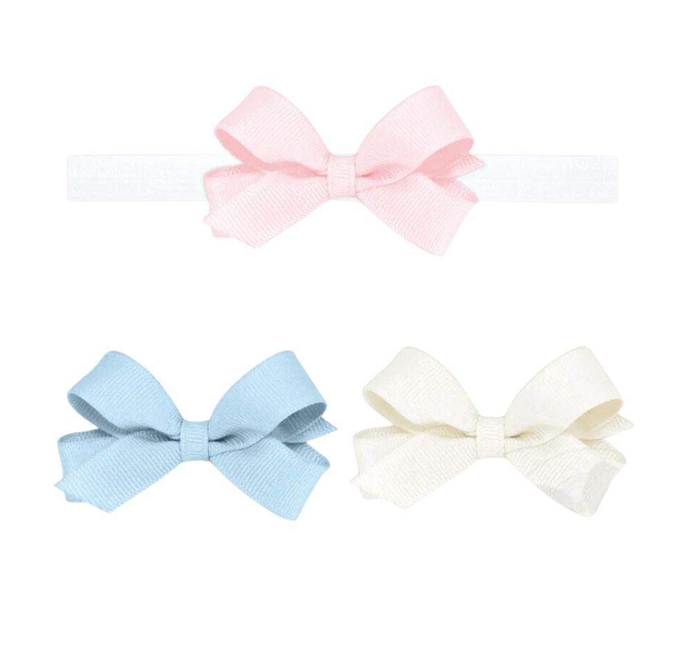 3PK Tiny GG Bow Wht, Mib W/Band Lpk