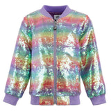 Rainbow Sequin Stripe Bomber