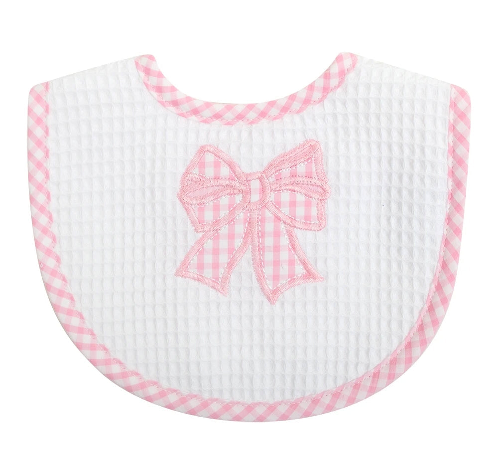 Bow Applique Basic Bib Pink