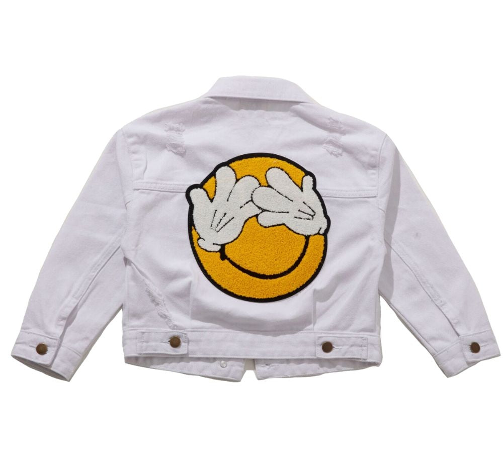 Patched Denim Jacket White