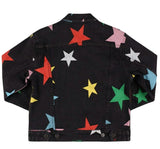 Girl Multicolor Stars Denim Jacket Black