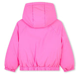 Hooded Puffer Jacket With Heart Pockets Pink