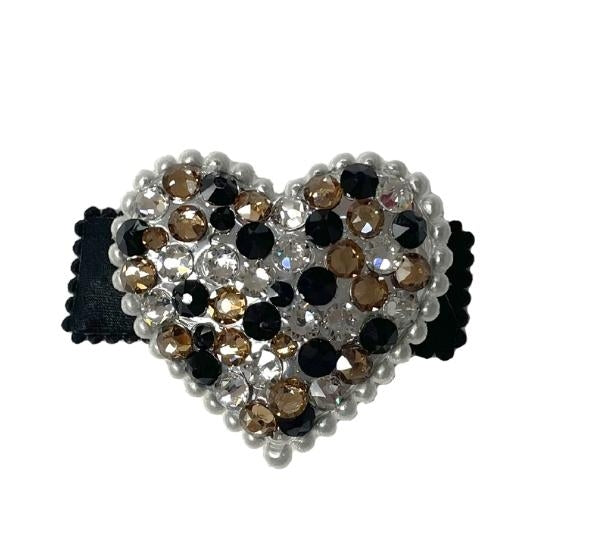 Crystallized Puffy Hearts White/Black