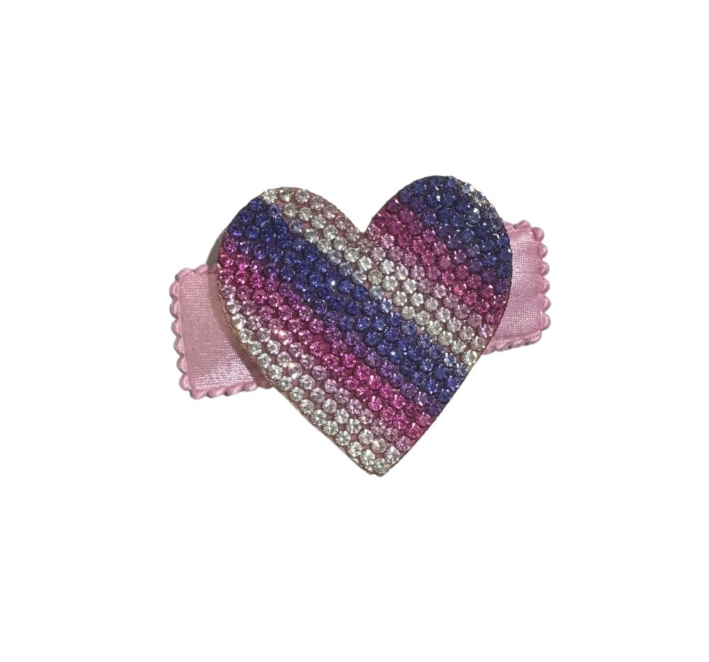 Small Crystallized Heart Clip Lt. Pink-Multi