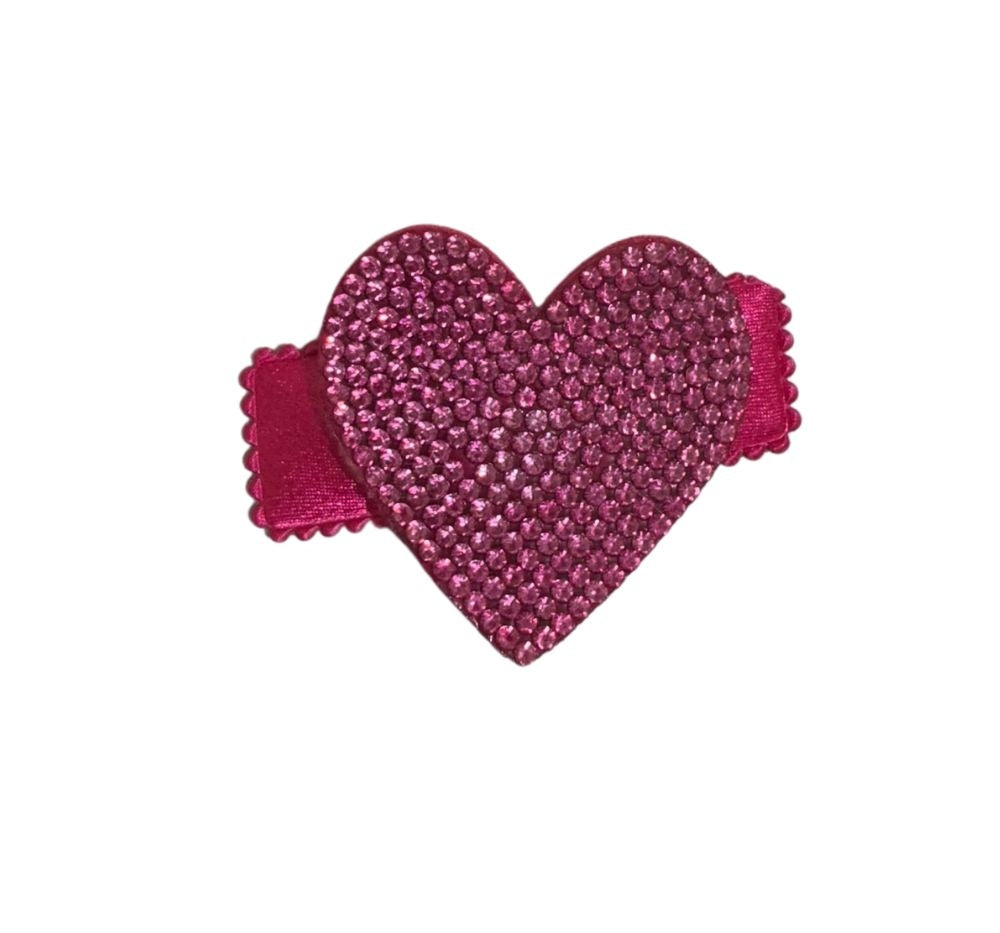 Small Crystallized Heart Clip Pink