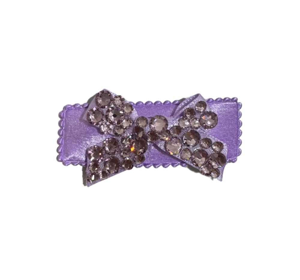 Crystallized Mini Satin Bow Clip Purple