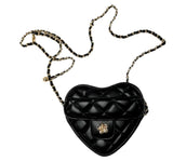 Quilted Leather Heart Purse Black