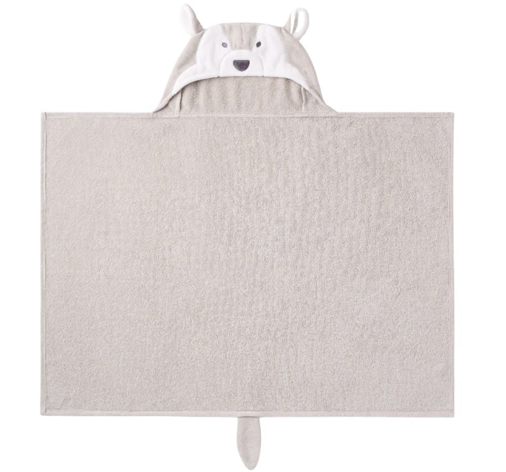 Gray Wolf Hooded Bathwrap