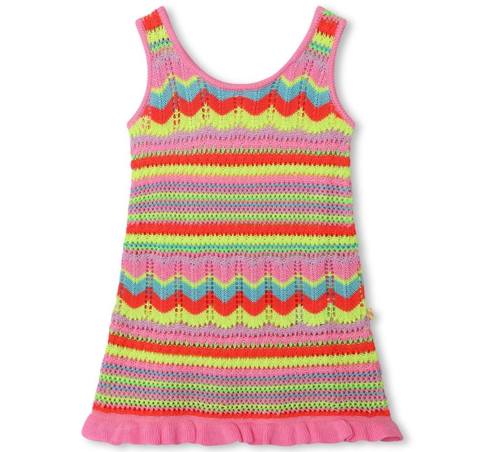 Crochet Tank Dress Medium Pink