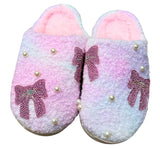Crystal Bow And Pearl Slippers