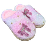 Crystal Bow And Pearl Slippers