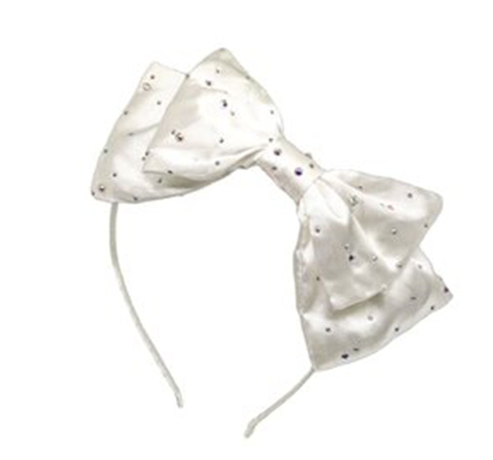 Crystallized Satin Silk Knot Headband White
