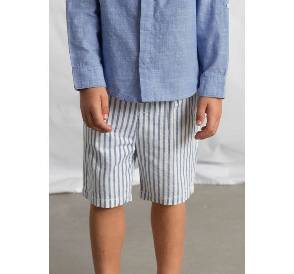 Conjunto Bermuda Lino Suiting Añil