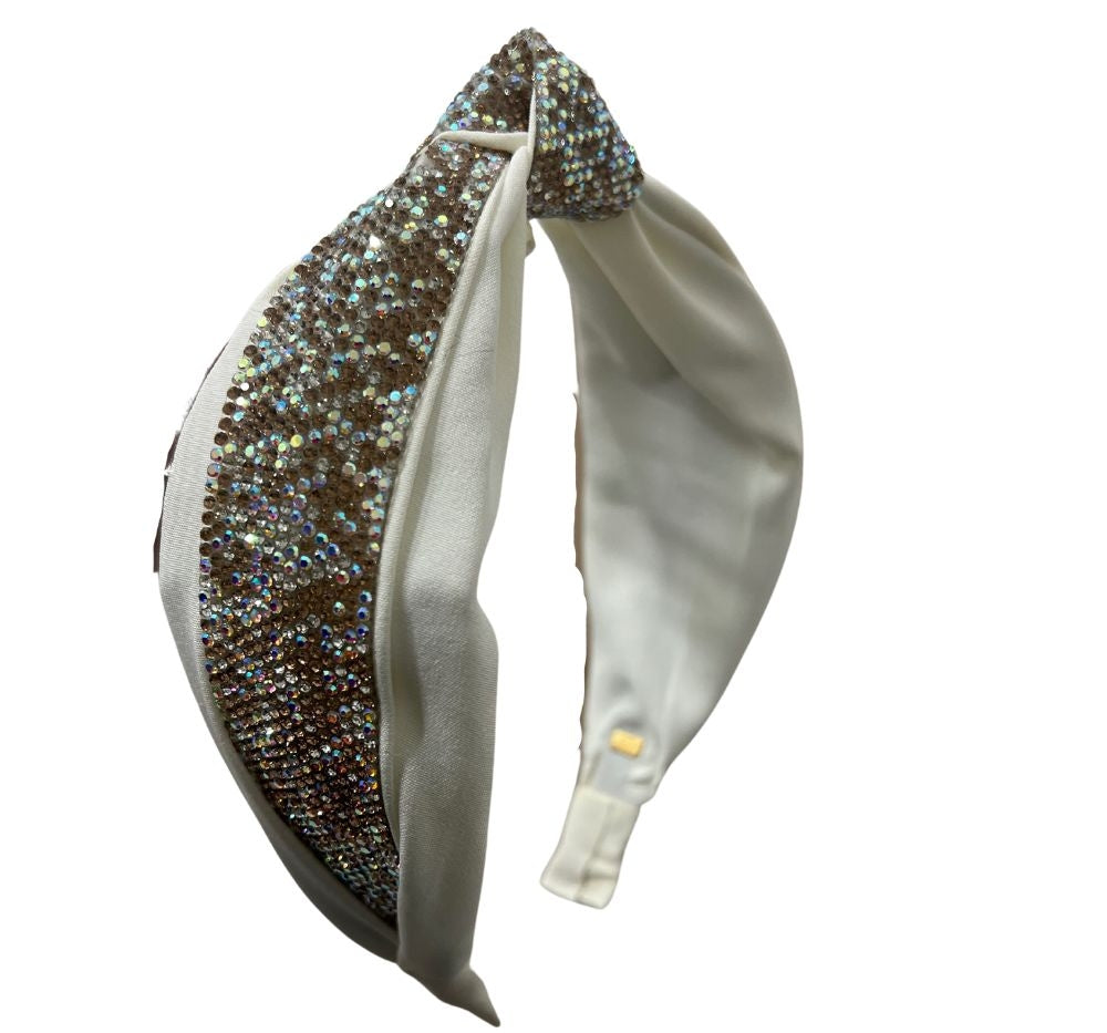 Half Crystallized Knot Headband Ivory