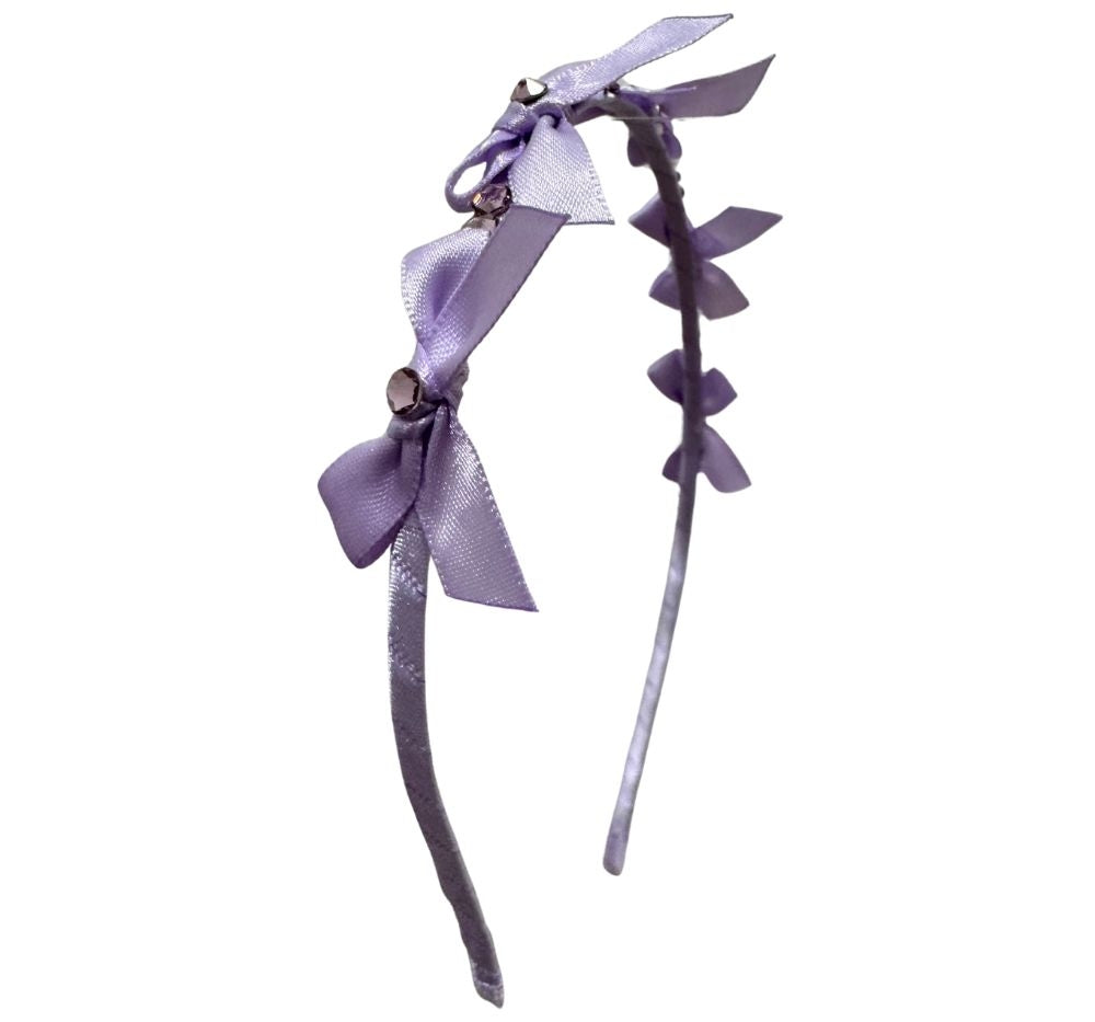 Mini Satin Bow Halo Headband Lilac