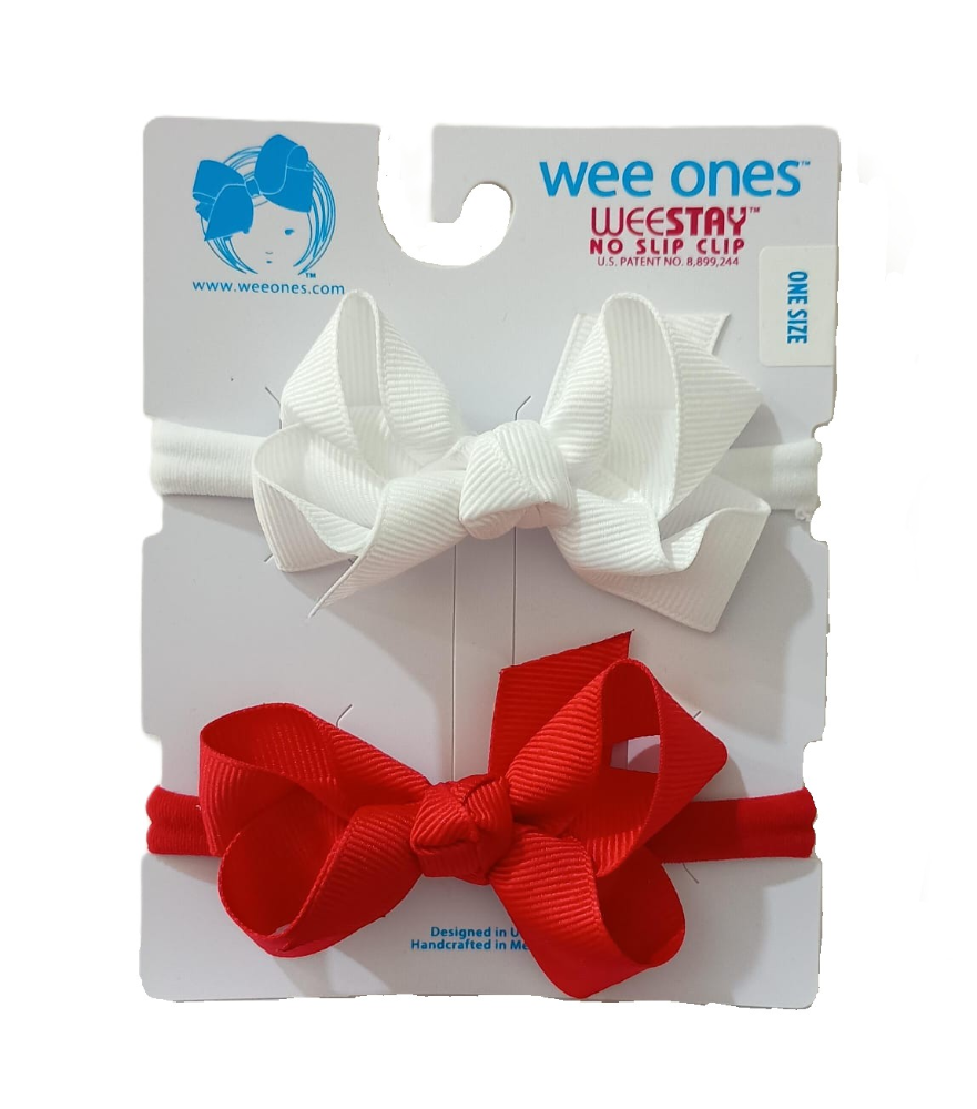 2 Pk Min Gg Bows W/Kw On Bb White/Red