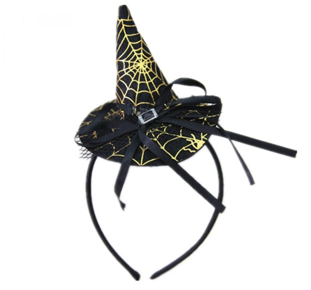 Diadema Sombrero Bruja Negra/Dorada