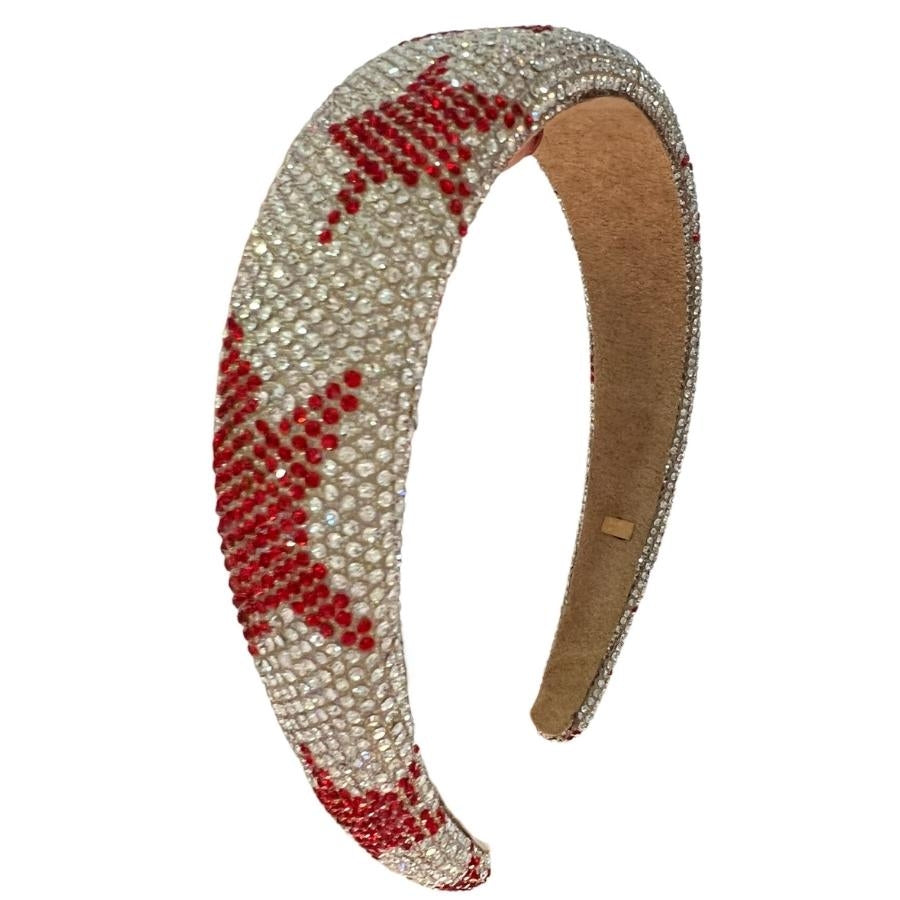 Fully Crystallized Star Headband Silver Red
