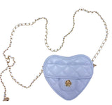 Quilted Leather Heart Purse Periwinkle