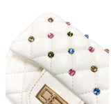 Colorful Gems Quilted Purse Cream