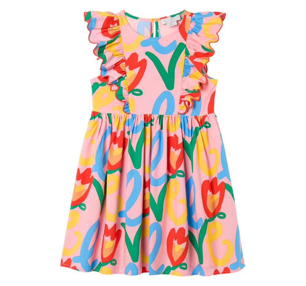 Love Print Dress W/Ruffles