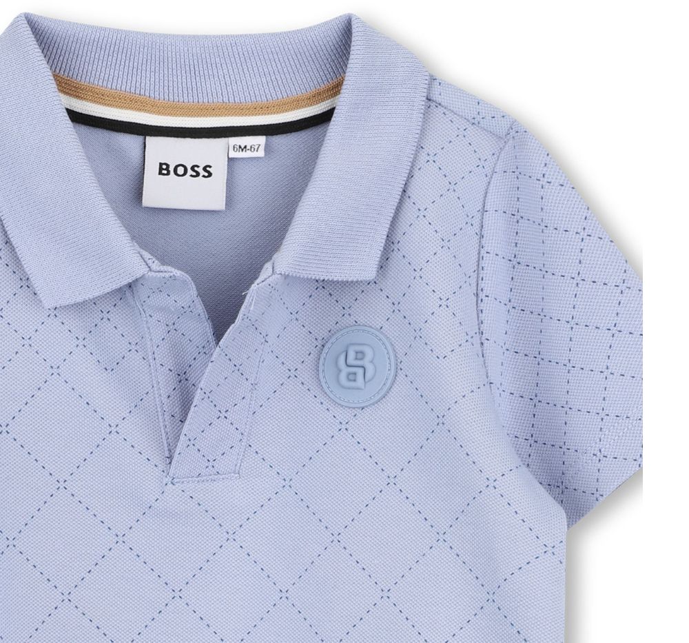 Polo Shirt In Quilted Effect Double B & Boss Stripe