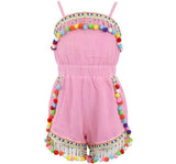 Pink Rainbow Pom Pom Romper