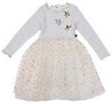 Glitter Three Star Tutu Dress Silver