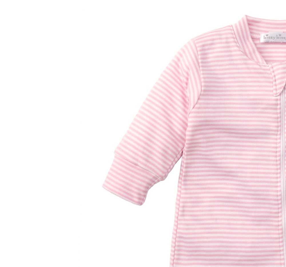 Stripes Footie w/ Zip Pink
