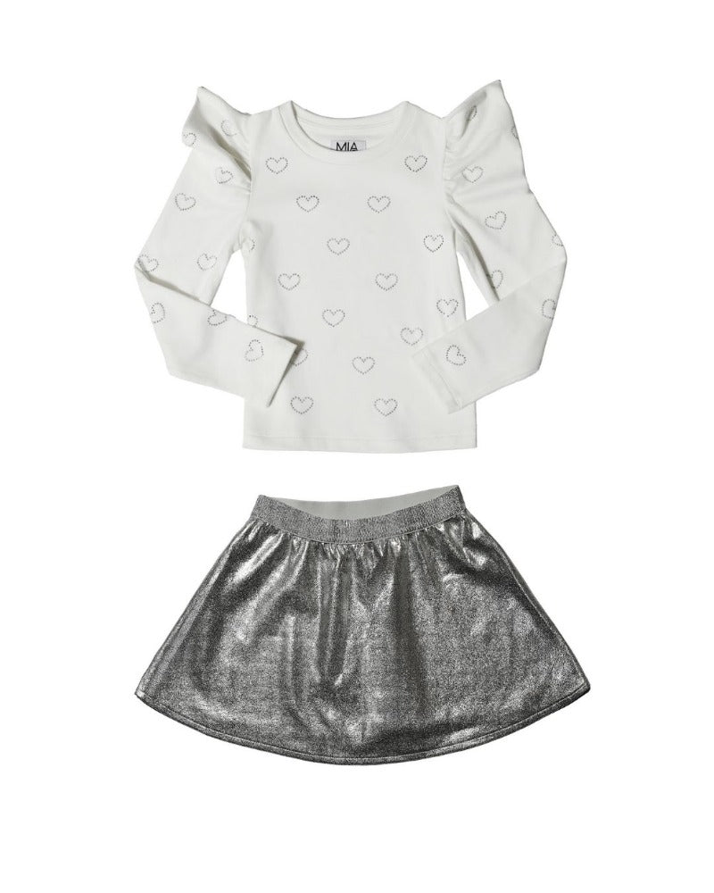 Top White & Skirt Silver