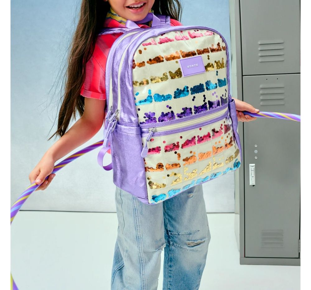 Kane Double Pocket Backpack Lilac Sequins