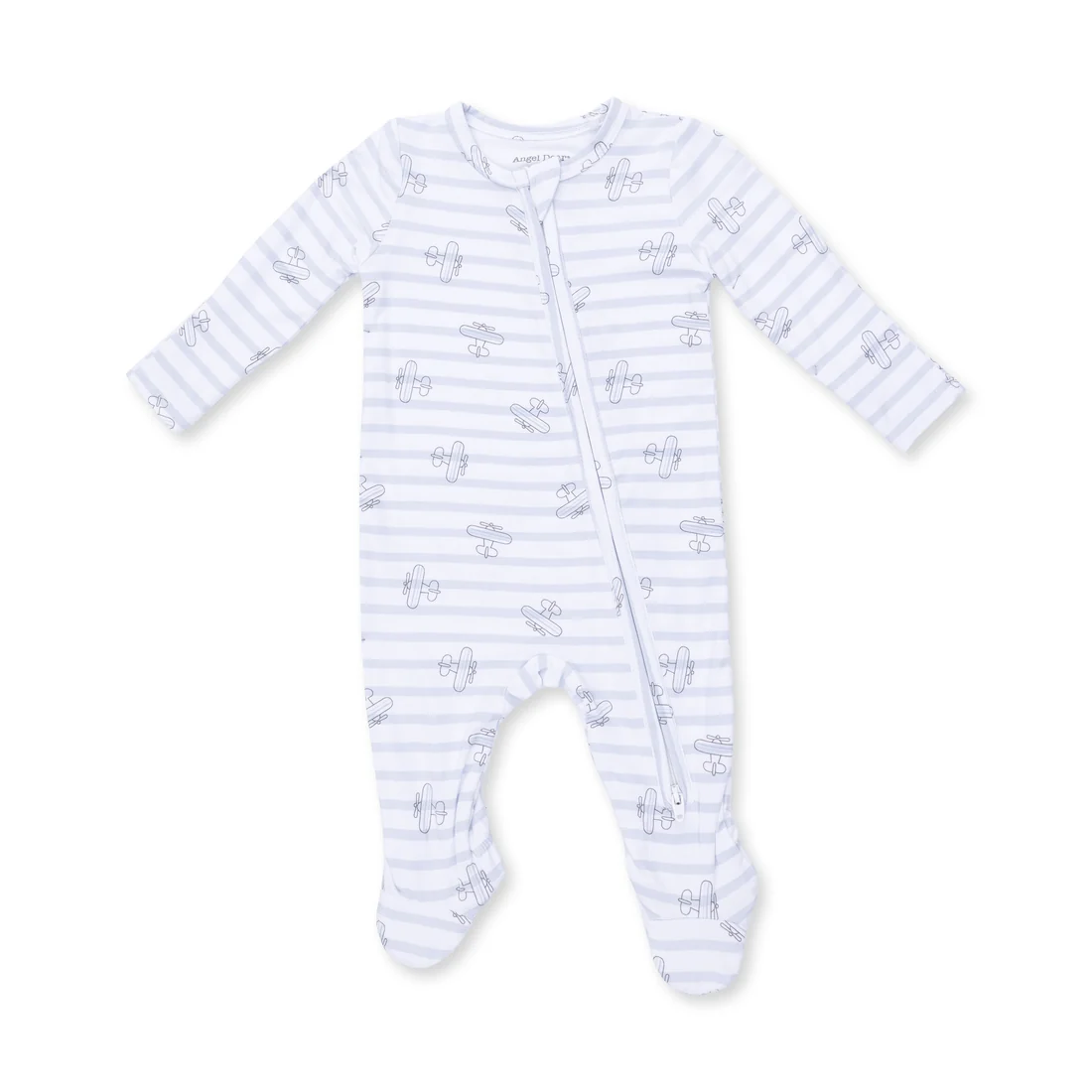 Airplane Stripe 2 Way Zipper Footie
