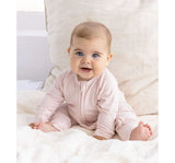 Soft Pink Ribbed Bamboo Zippy Romper
