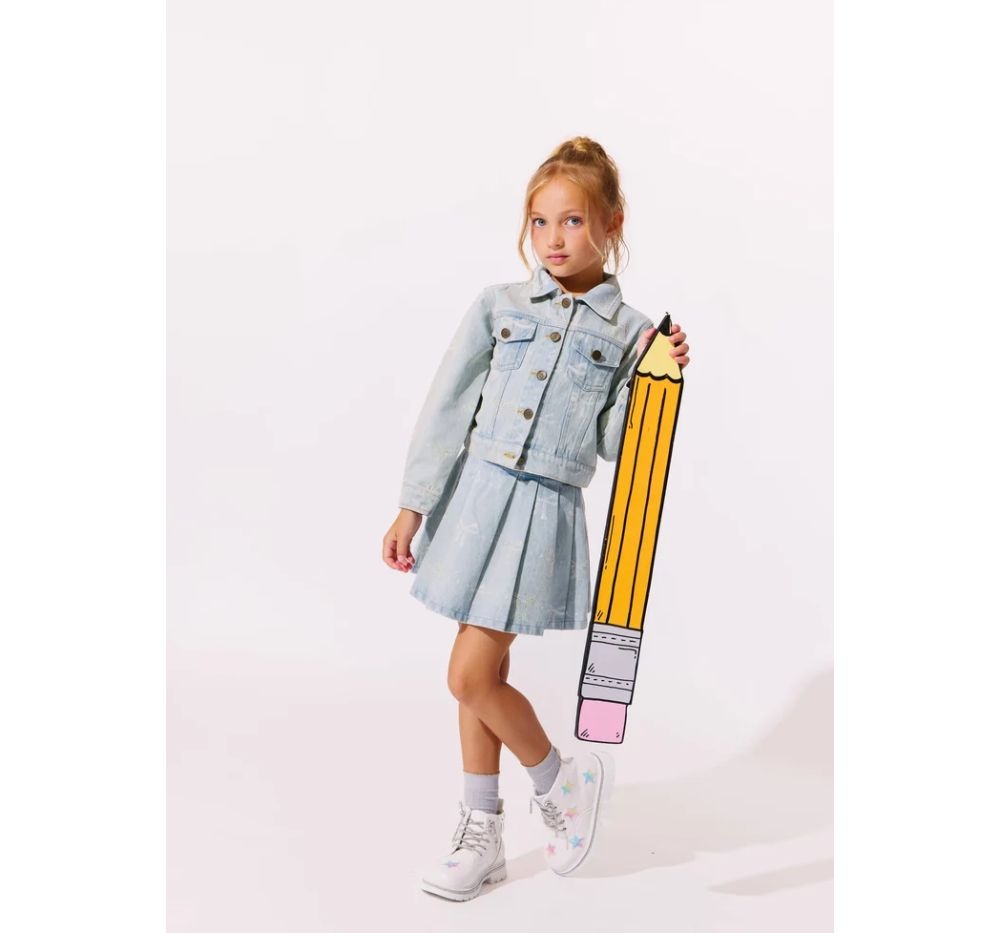 Jacket & Skirt Sparkle Bows Denim