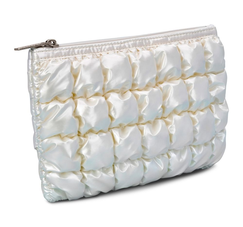 Pearl White Shiny Puffer Pouch