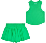 Glam Green Ribbed Tank Top & Butterfly Shorts