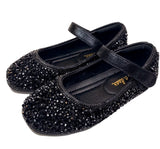Clear Stone Flat Shoes Black
